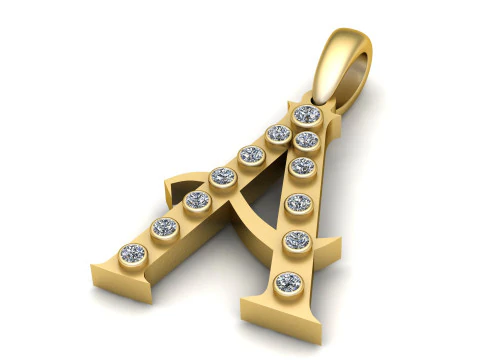 GOLDEN ALPHABET A PENDANT 3D PRINTABLE MODEL 3D Model