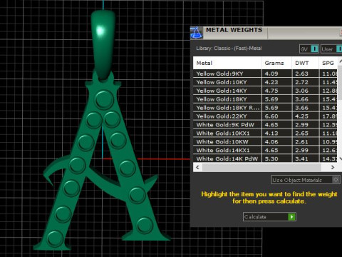 GOLDEN ALPHABET A PENDANT 3D PRINTABLE MODEL 3D Model