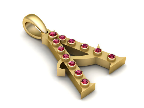 GOLDEN ALPHABET A PENDANT 3D PRINTABLE MODEL 3D Model