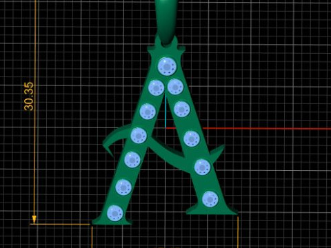 GOLDEN ALPHABET A PENDANT 3D PRINTABLE MODEL 3D Model