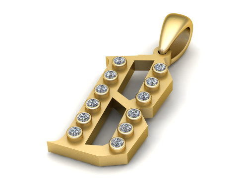 GOLDEN ALPHABET B PENDANT 3D PRINTABLE MODEL Modèle 3D