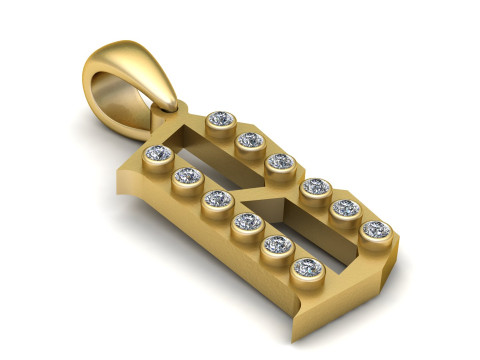GOLDEN ALPHABET B PENDANT 3D PRINTABLE MODEL Modèle 3D