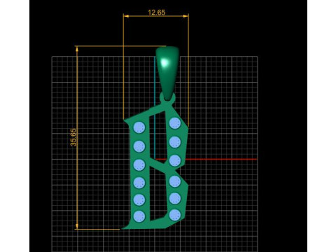 GOLDEN ALPHABET B PENDANT 3D PRINTABLE MODEL Modèle 3D