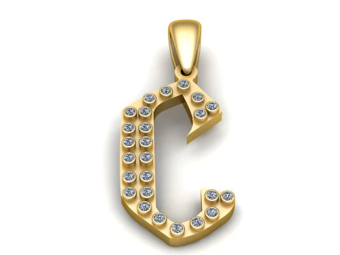 GOLDEN ALPHABET C PENDANT 3D PRINTABLE MODEL 3D Model