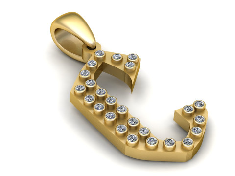 GOLDEN ALPHABET C PENDANT 3D PRINTABLE MODEL Modelo 3D
