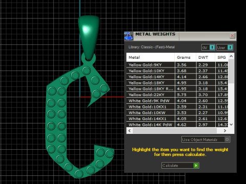 GOLDEN ALPHABET C PENDANT 3D PRINTABLE MODEL Modelo 3D