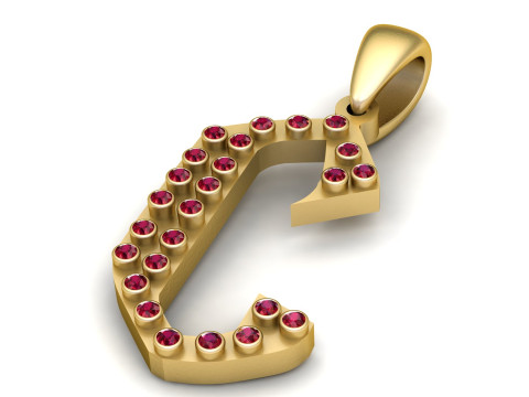GOLDEN ALPHABET C PENDANT 3D PRINTABLE MODEL Modelo 3D