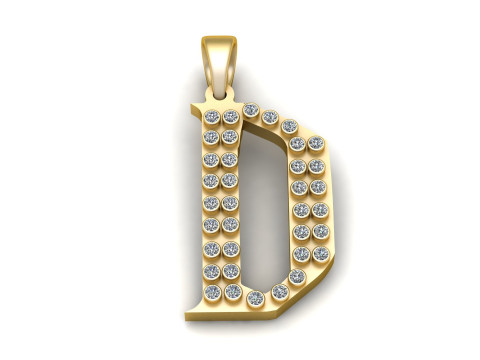 GOLDEN ALPHABET D PENDANT 3D PRINTABLE MODEL 3D Model