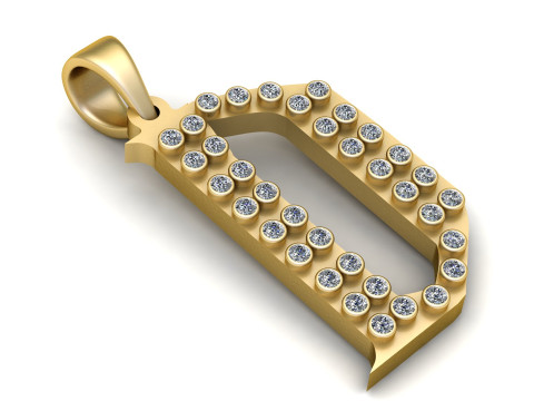 GOLDEN ALPHABET D PENDANT 3D PRINTABLE MODEL 3D Модель