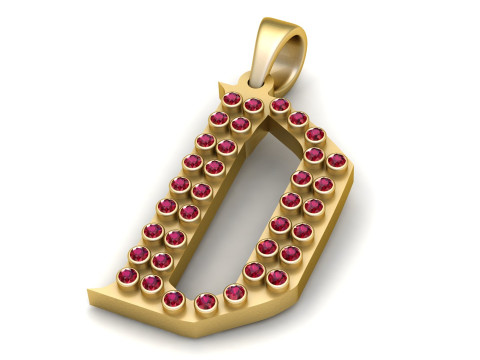 GOLDEN ALPHABET D PENDANT 3D PRINTABLE MODEL 3D Модель