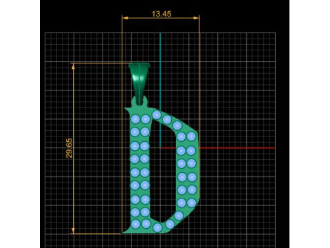 GOLDEN ALPHABET D PENDANT 3D PRINTABLE MODEL 3D Модель