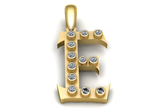 GOLDEN ALPHABET E PENDANT 3D PRINTABLE MODEL Modèle 3D