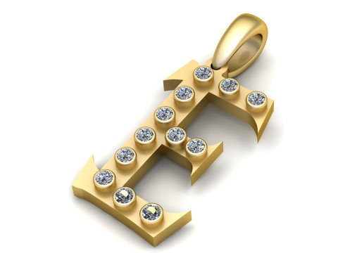 GOLDEN ALPHABET E PENDANT 3D PRINTABLE MODEL Modello 3D