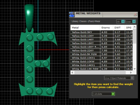 GOLDEN ALPHABET E PENDANT 3D PRINTABLE MODEL Modello 3D
