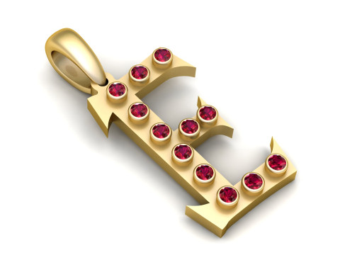 GOLDEN ALPHABET E PENDANT 3D PRINTABLE MODEL Modello 3D