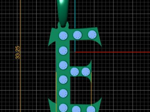 GOLDEN ALPHABET E PENDANT 3D PRINTABLE MODEL Modello 3D
