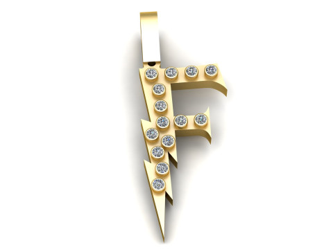 GOLDEN ALPHABET F PENDANT 3D PRINTABLE MODEL 3D Model