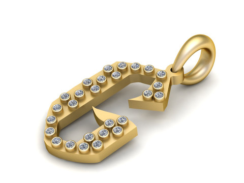 GOLDEN ALPHABET G PENDANT 3D PRINTABLE MODEL 3Dモデル