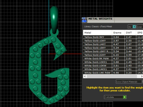 GOLDEN ALPHABET G PENDANT 3D PRINTABLE MODEL 3Dモデル
