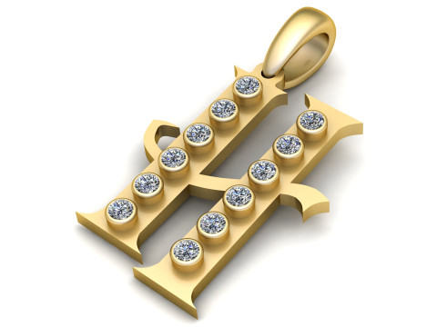 GOLDEN ALPHABET H PENDANT 3D PRINTABLE MODEL 3D 模型