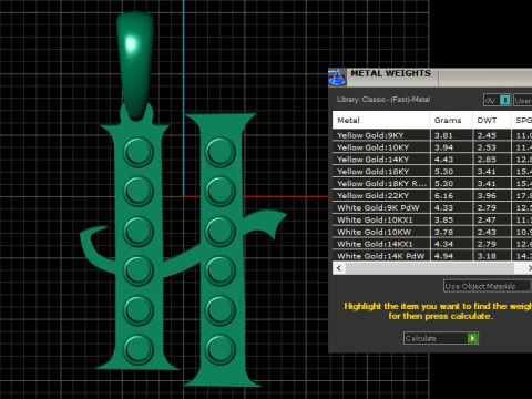 GOLDEN ALPHABET H PENDANT 3D PRINTABLE MODEL 3D 模型
