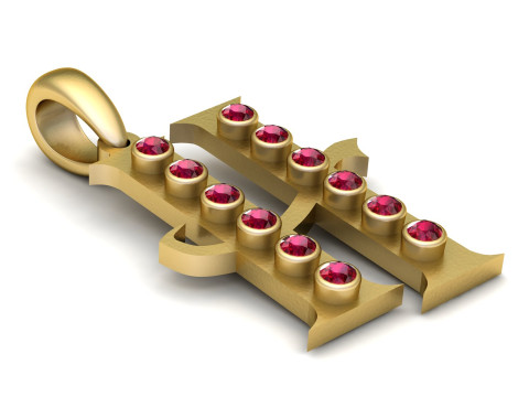 GOLDEN ALPHABET H PENDANT 3D PRINTABLE MODEL 3D 模型