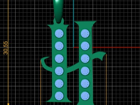 GOLDEN ALPHABET H PENDANT 3D PRINTABLE MODEL 3D 模型
