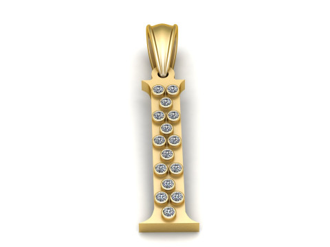 GOLDEN ALPHABET I PENDANT 3D PRINTABLE MODEL Modelo 3D