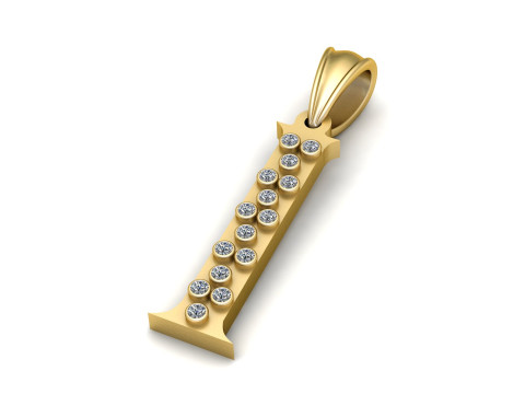 GOLDEN ALPHABET I PENDANT 3D PRINTABLE MODEL Model 3D