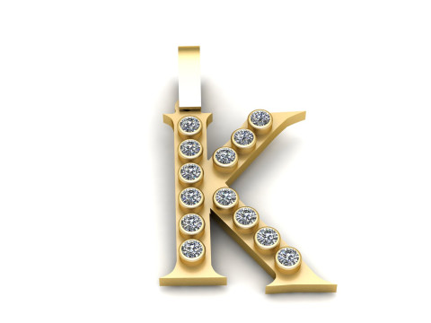 GOLDEN ALPHABET K PENDANT 3D PRINTABLE MODEL 3D Model