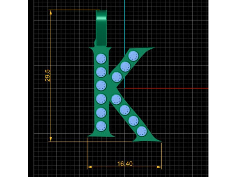 GOLDEN ALPHABET K PENDANT 3D PRINTABLE MODEL Modello 3D
