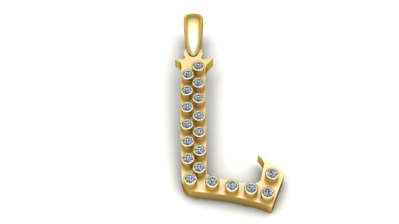 GOLDEN ALPHABET L PENDANT 3D PRINTABLE MODEL 3D 模型 .c4d .max .obj .3ds .fbx .stl .blend 