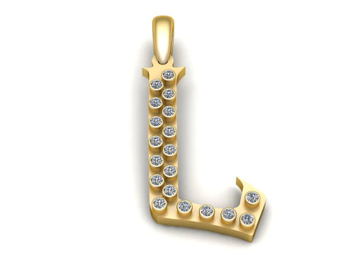 MODEL CETAK 3D LIONTIN ALFABET EMAS Model 3D