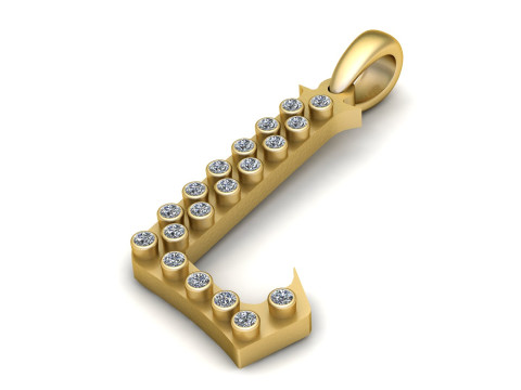 GOLDEN ALPHABET L PENDANT 3D PRINTABLE MODEL 3D 模型