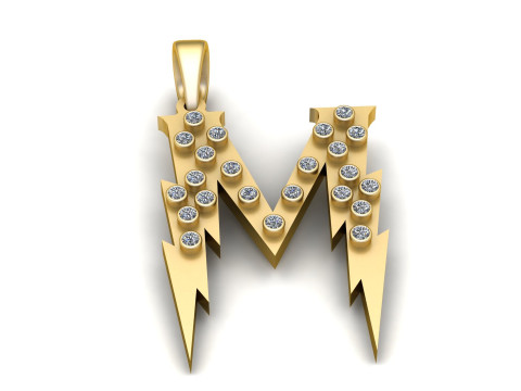 GOLDEN ALPHABET M PENDANT 3D PRINTABLE MODEL 3D Model