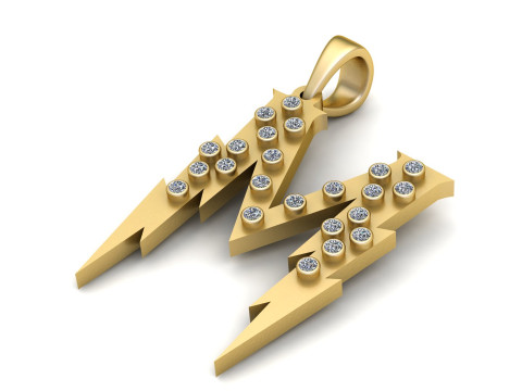 GOLDEN ALPHABET M PENDANT 3D PRINTABLE MODEL Modèle 3D
