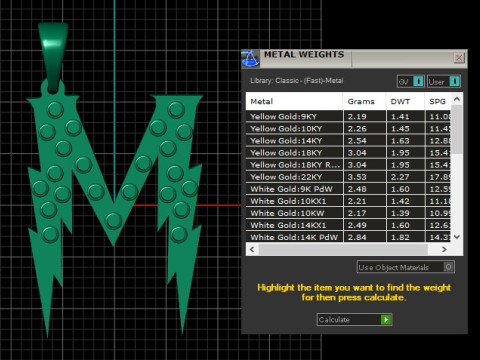GOLDEN ALPHABET M PENDANT 3D PRINTABLE MODEL Modèle 3D