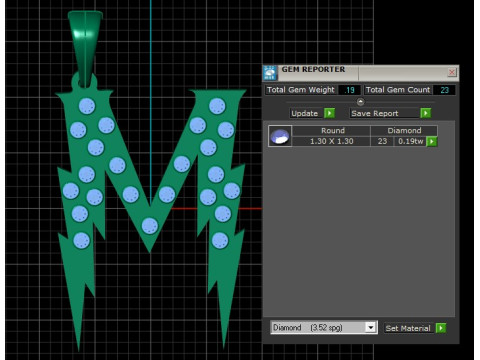 GOLDEN ALPHABET M PENDANT 3D PRINTABLE MODEL Modèle 3D