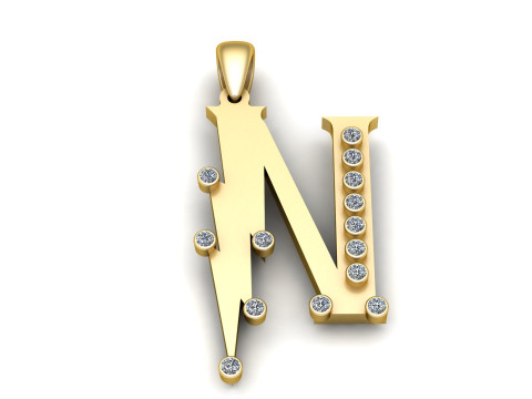 GOLDEN ALPHABET N PENDANT 3D PRINTABLE MODEL 3D Model
