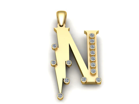 PENDENTE ALFABETO DORATO N MODELLO STAMPABILE 3D Modello 3D