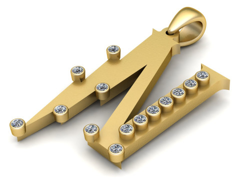GOLDEN ALPHABET N PENDANT 3D PRINTABLE MODEL 3Dモデル