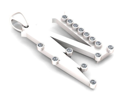 GOLDEN ALPHABET N PENDANT 3D PRINTABLE MODEL 3Dモデル