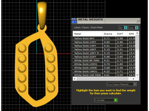 GOLDEN ALPHABET O PENDANT 3D PRINTABLE MODEL Modèle 3D