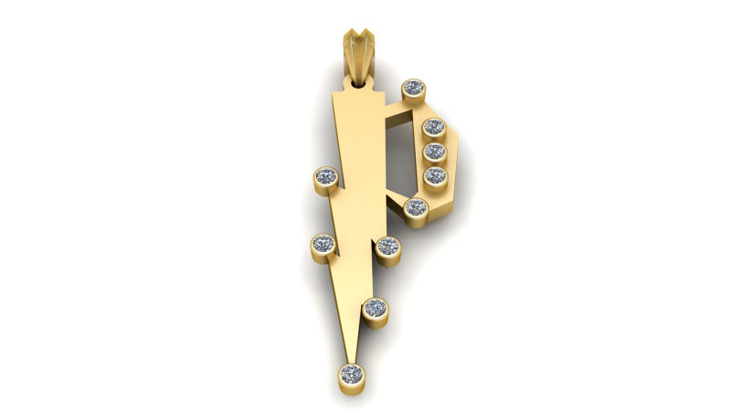 GOLDEN ALPHABET P PENDANT 3D PRINTABLE MODEL 3D Model .c4d .max .obj .3ds .fbx .stl .blend