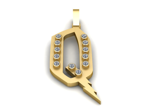 GOLDEN ALPHABET Q PENDANT 3D PRINTABLE MODEL 3D-Modell