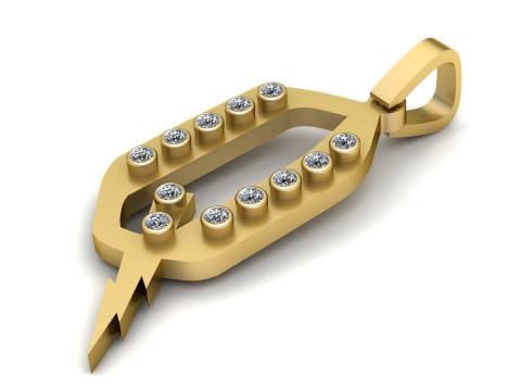 GOLDEN ALPHABET Q PENDANT 3D PRINTABLE MODEL 3D Модель