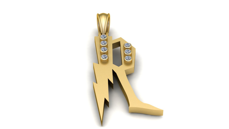 GOLDEN ALPHABET R PENDANT 3D PRINTABLE MODEL 3D Model .c4d .max .obj .3ds .fbx .stl .blend 