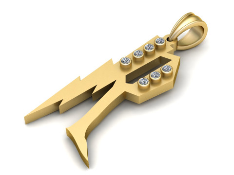 GOLDEN ALPHABET R PENDANT 3D PRINTABLE MODEL 3D Model