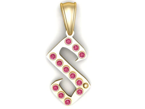 ゴールデン アルファベット S ペンダント 3D 印刷可能モデル 3Dモデル