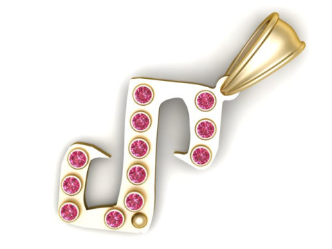 GOLDEN ALPHABET S PENDANT 3D PRINTABLE MODEL 3D Model